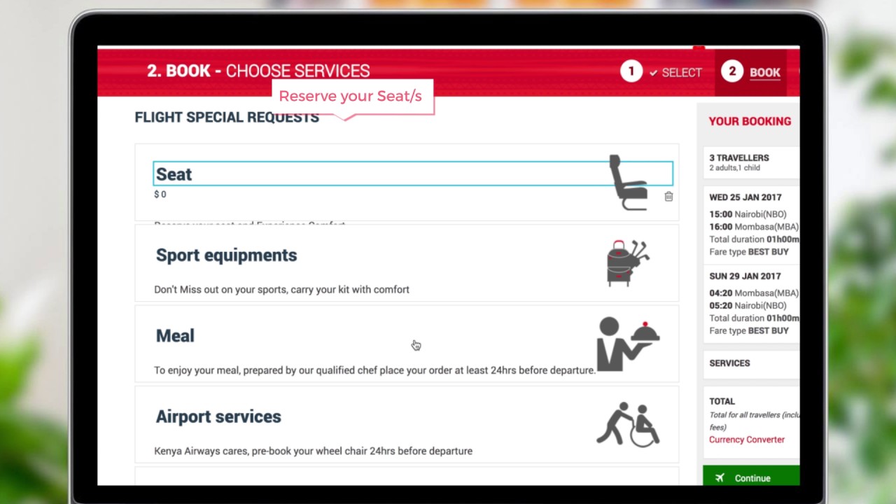 kenya airways flight booking